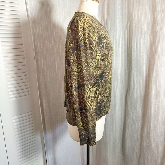 Y2k Liz Claiborne Two Piece Abstract Beige Green Cardigan Set - Size X/XL - Picture 6 of 6